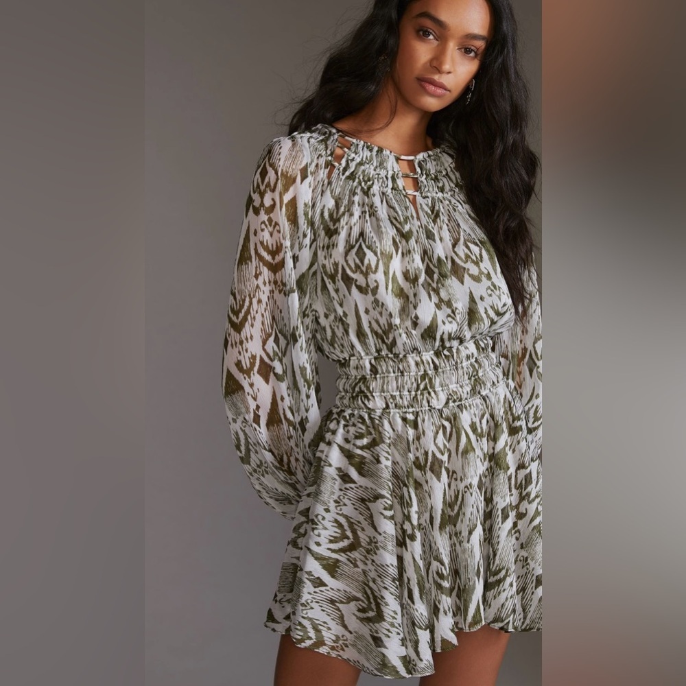 MISA LOS ANGELES Mercy Mini Dress in Green Spring Ikat Women’s Size Small NWT